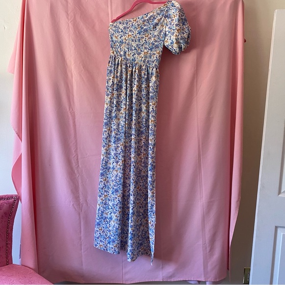 One Shoulder Dress Puff Sleeve Long Train Mini Blue Pretty Little Thing Small 4 - Picture 10 of 14